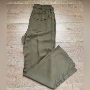 T by Alexander Wang Green wide legged Viscose Satin Relaxed Pant | size 4